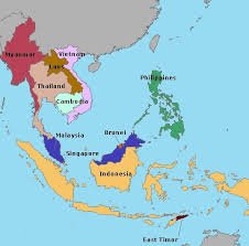map of SE Asia showing our yacht delivery focused area in multi colors