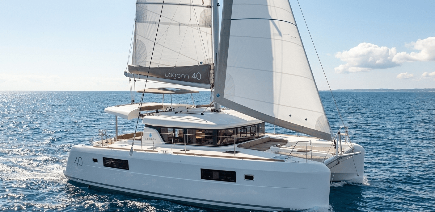 a lagoon 43 sailing, being delivered by yachtdelivery solutions