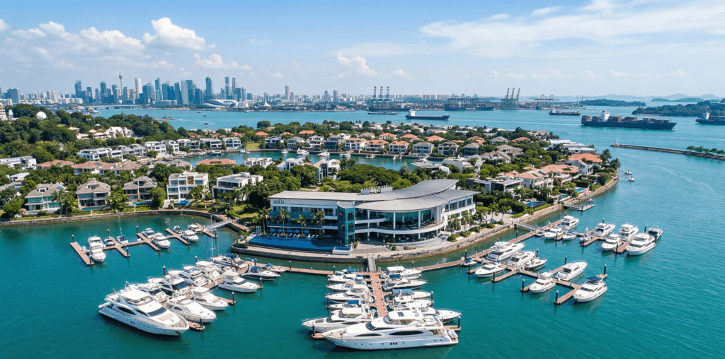 marina in singapore froma drone